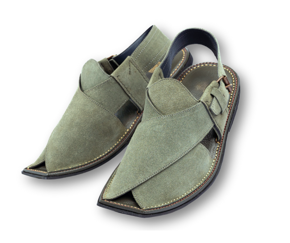 Green Suede Peshawari Chappal