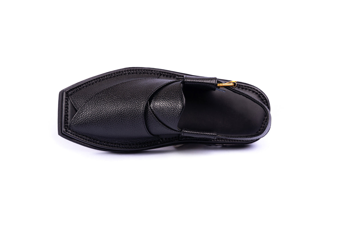 Kaptaan Chappal - Jet Black textured