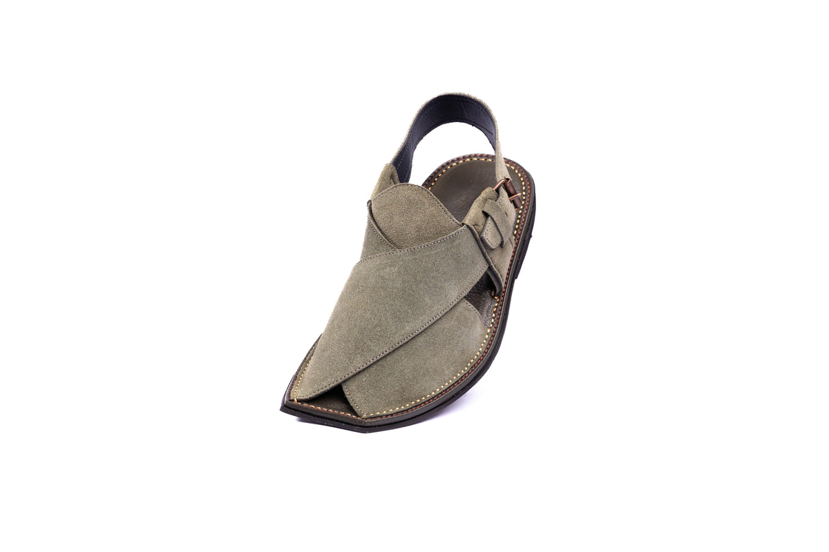 Green Suede Peshawari Chappal