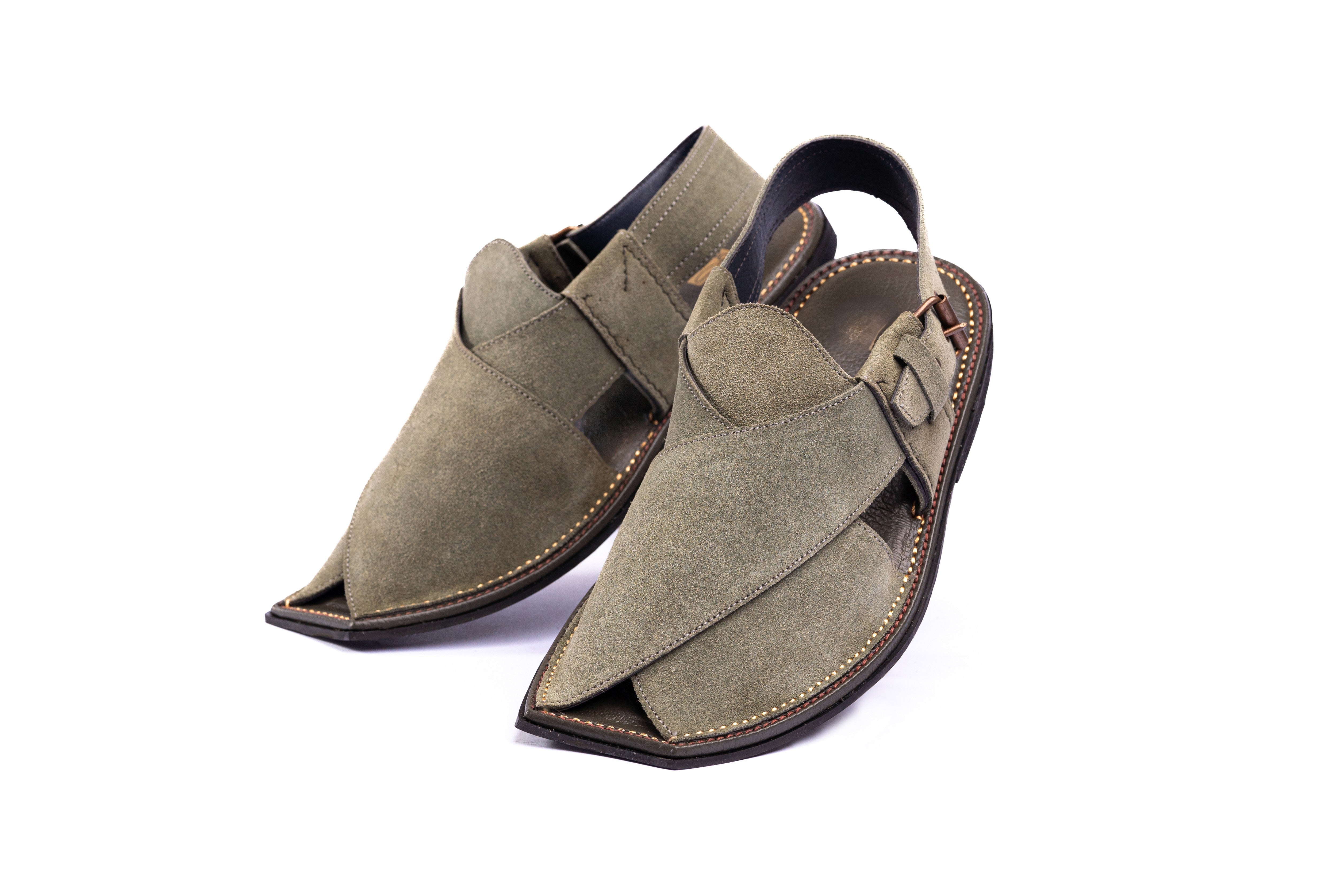 Green Suede Peshawari Chappal